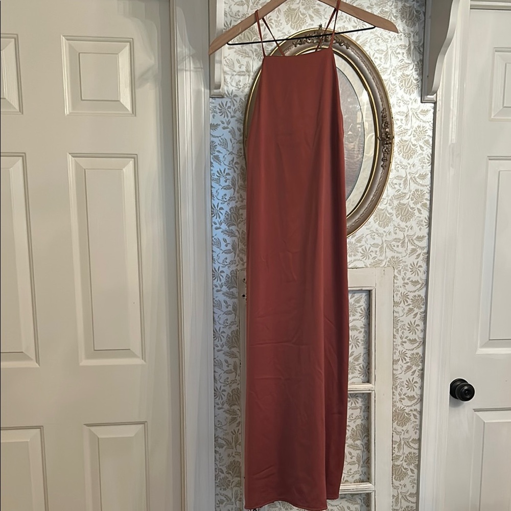 Prologue rust colored silky dress